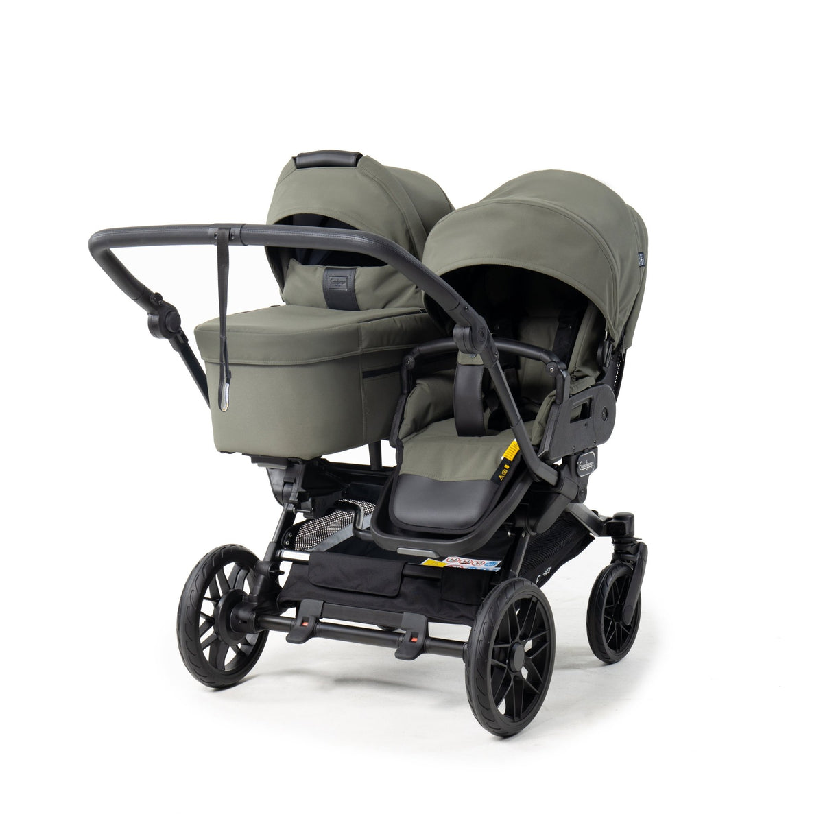 Double SENTO Stroller Emmaljunga Carrycot+ FLAT+ Urban Green