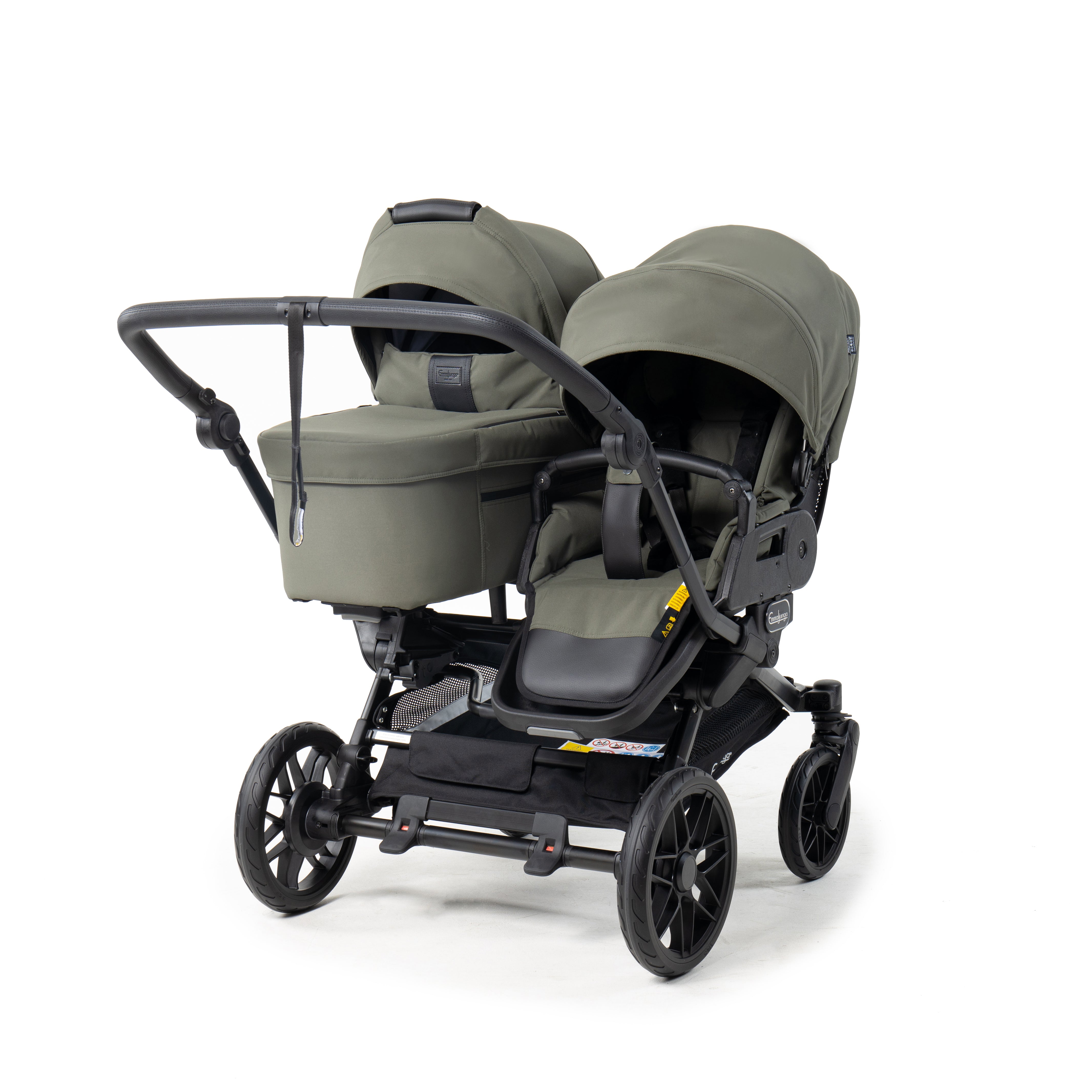 Double SENTO Stroller Emmaljunga Carrycot+ FLAT+ Urban Green